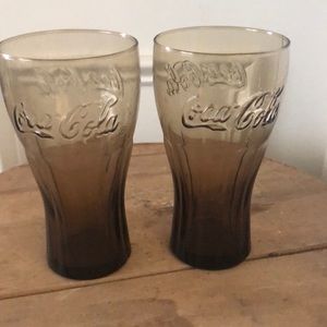 Vintage amber Coca Cola glasses